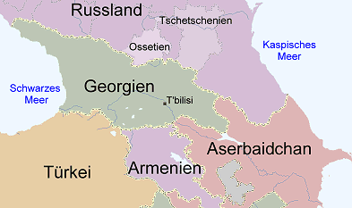 Larte der Lage von Georgien im Kaukasus