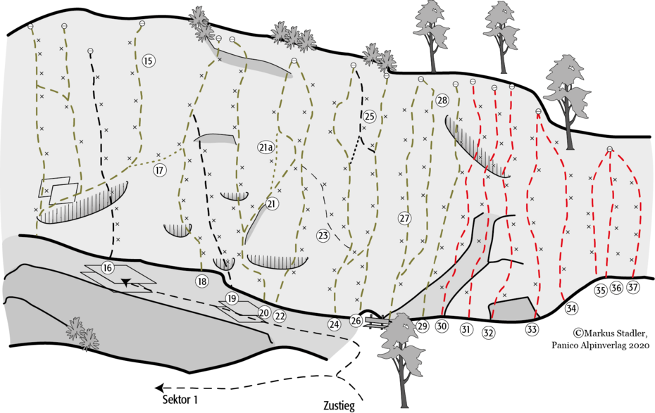 Weigendwall Hauptsektor Topo