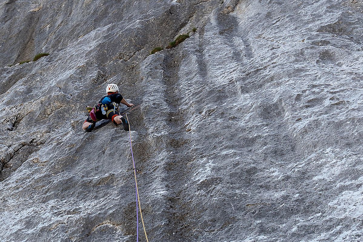 Start in die letzte Seillänge