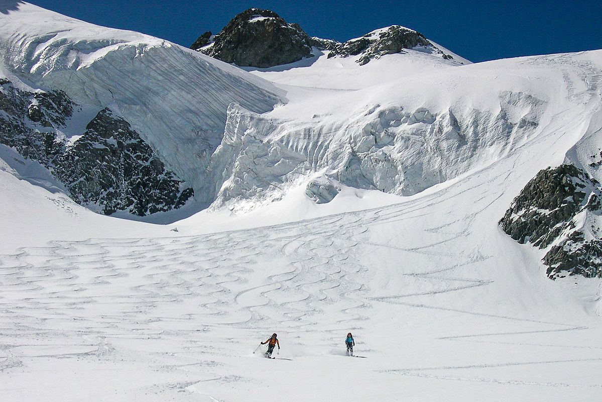 Traumabfahrt mit Traumkulisse vom Montagne des Agneaux 
