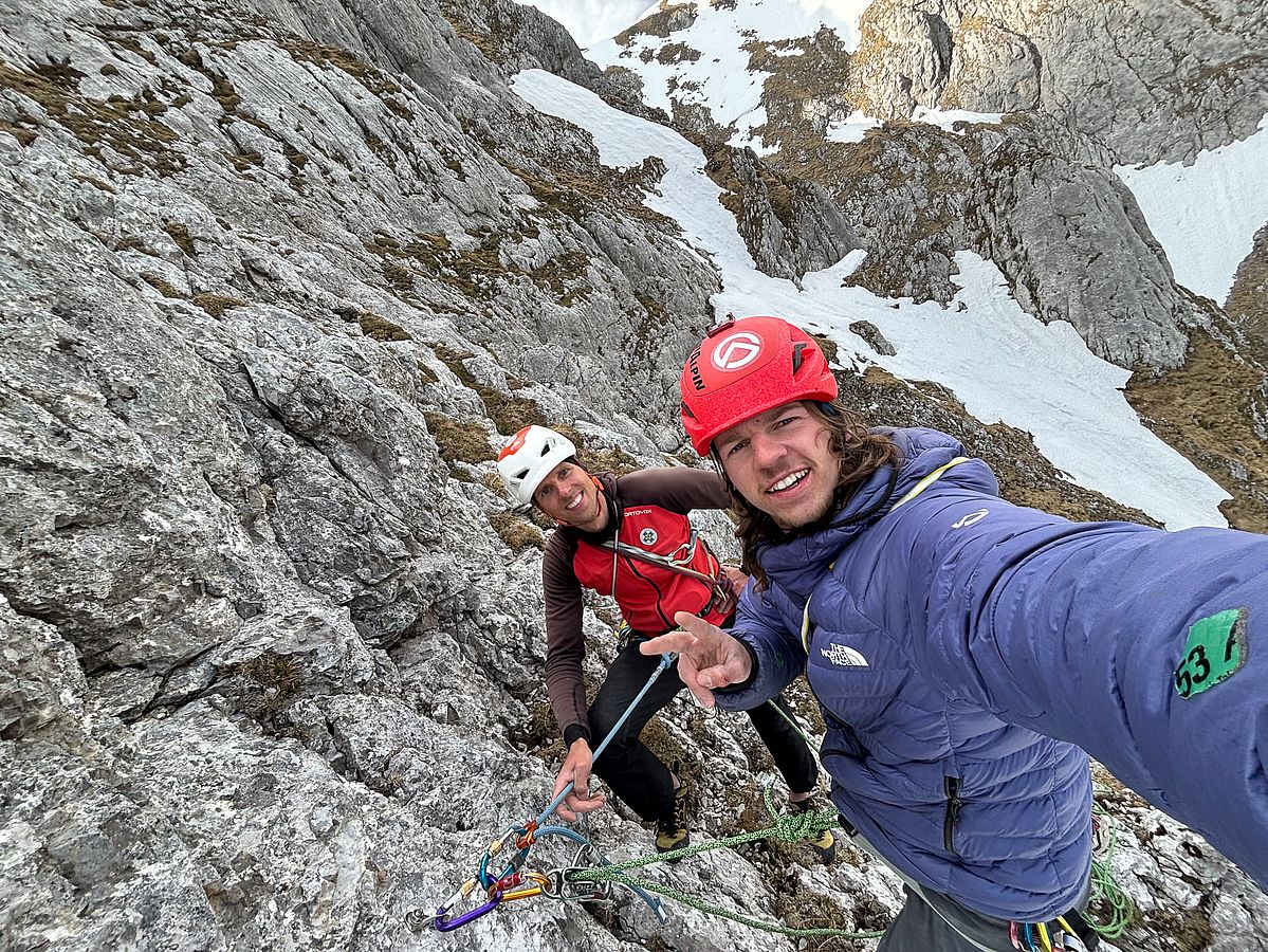 Wilder Kaiser, Waxensteinerturm, Kletterroute "Im Rausch der Zeit" (Foto: David Hechl)