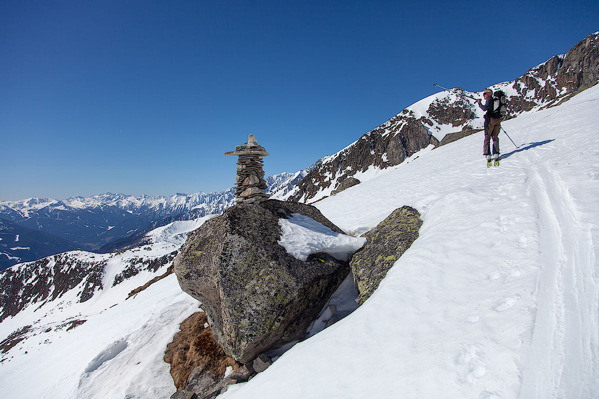 Traumhaftes Winterwetter im Aufstieg zur Löffelspitze