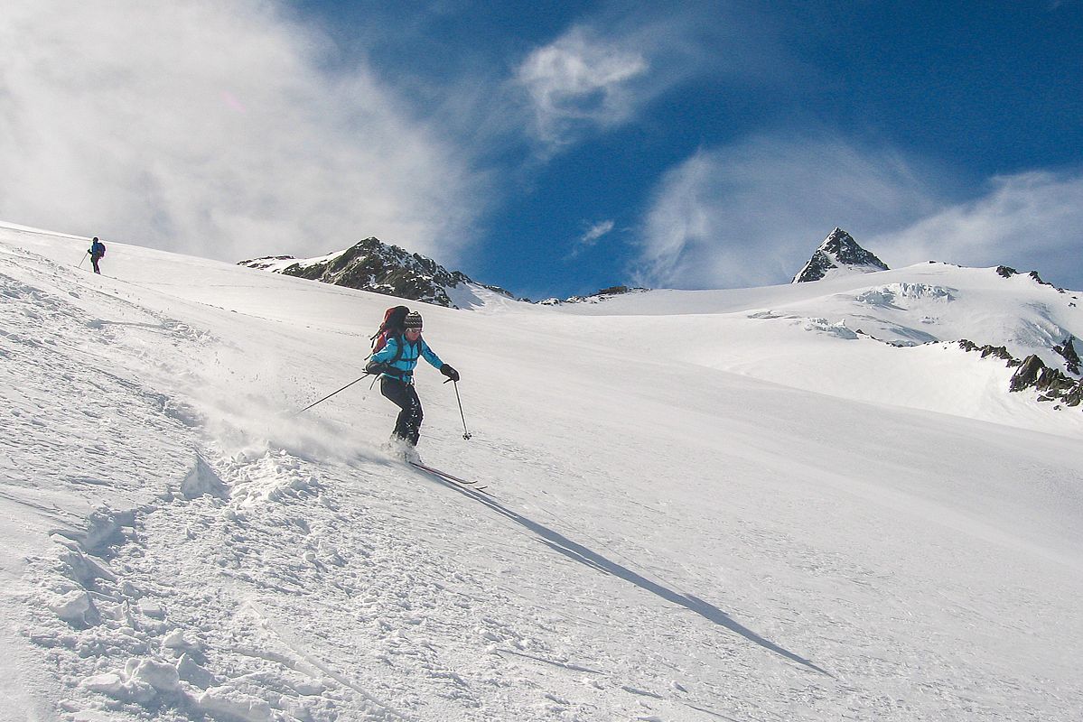 Abfahrt übers Hoffmannskees - im Hintergrund der Großglockner 