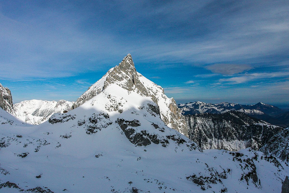 Blick nach Norden zum Mitterkaiser mit der Fritz-Pflaum-Hütte 