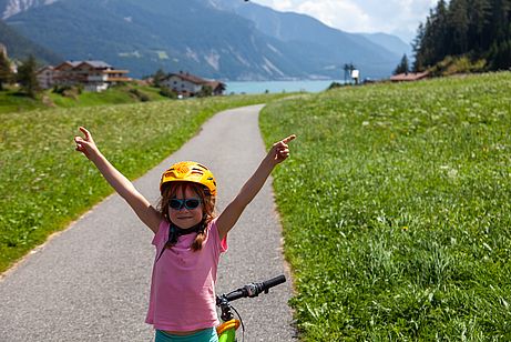Die Siegerin der Bergwertung am Reschenpass Die Siegerin der Bergwertung am Reschenpass