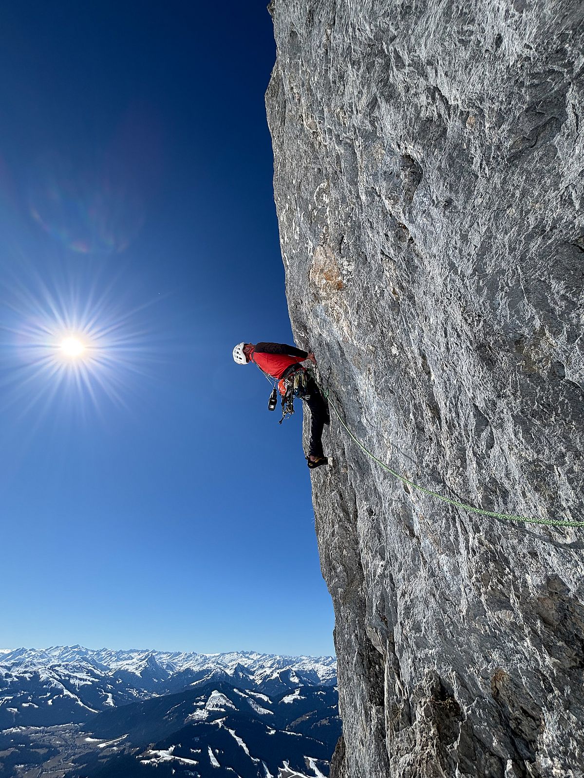 Wilder Kaiser, Waxensteinerturm, Kletterroute "Im Rausch der Zeit" (Foto: David Hechl)