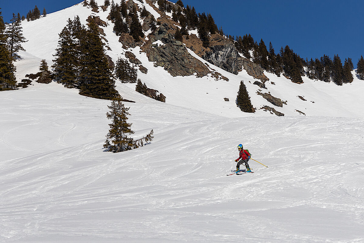 Abfahrt vor dem Weißkopfkogel