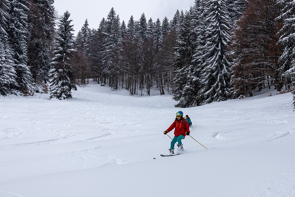 Selbst in der Pistenschneise gibts noch freien Platz für eigene Spuren