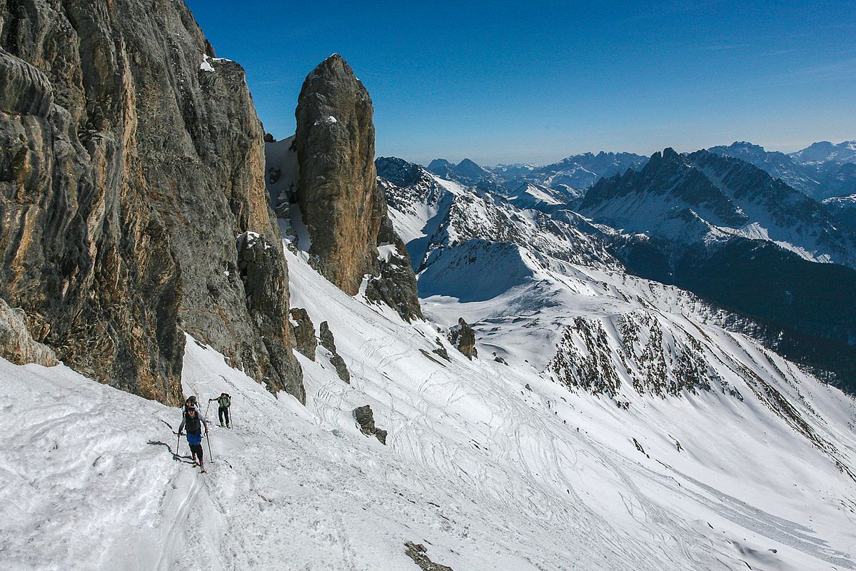 Kurz vor dem Skidepot im Aufstieg zur Großen Kinigat 