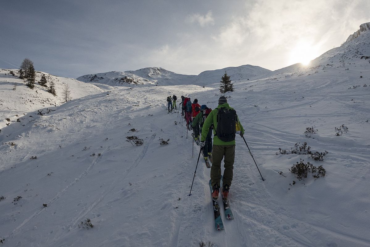 Im Gänsemarsch dem Gipfel entgegen
