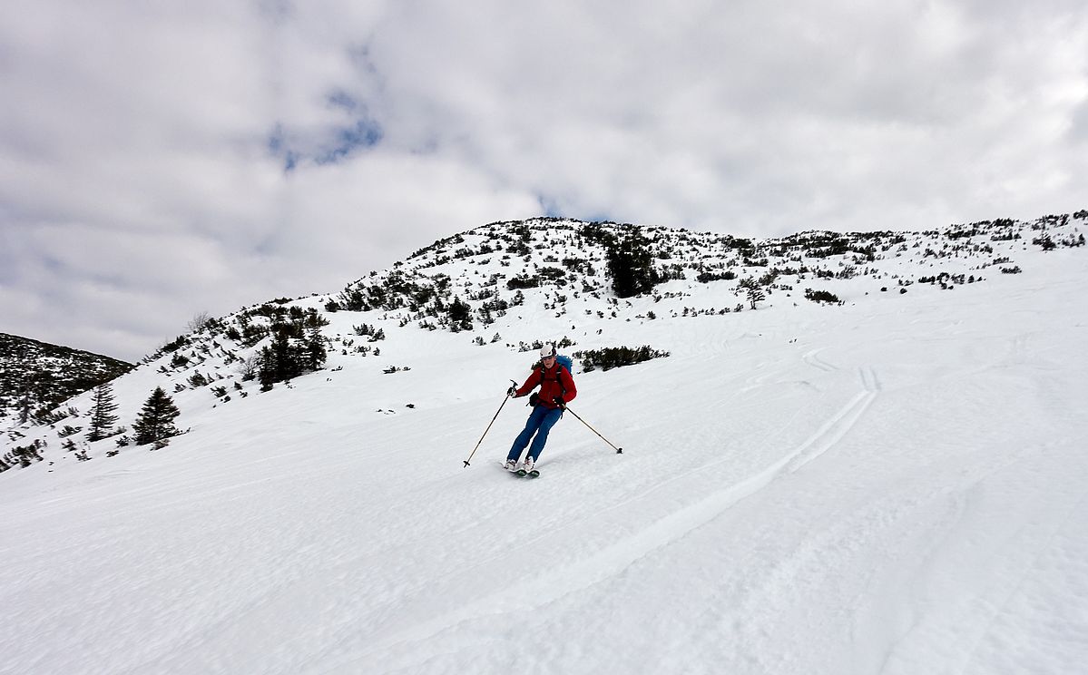 Recht ordentliche Schneeverhältnisse bei der Abfahrt