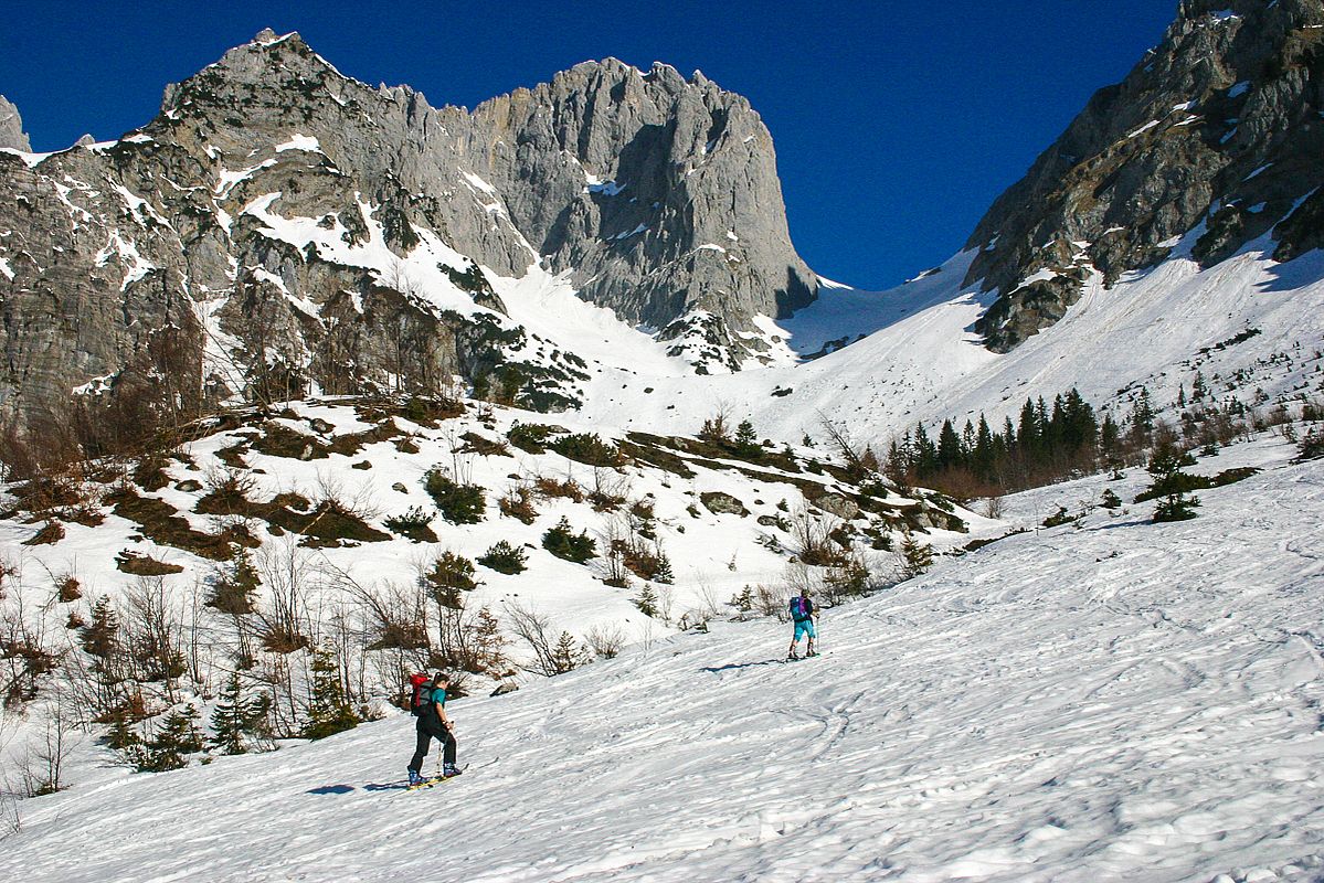 Aufstieg zum Ellmauer Tor im Bereich der Gaudeamushütte 