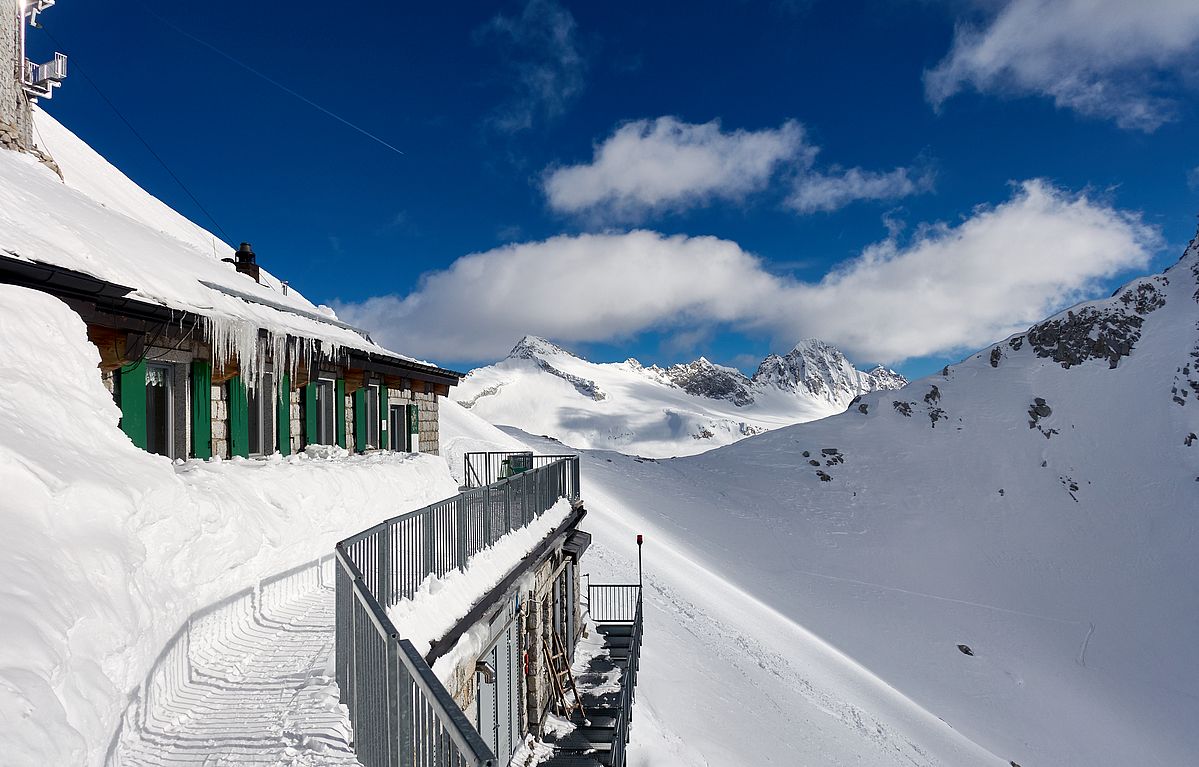 Ende der ersten Etappe: am Rifugio Ai Caduti dell’Adamello