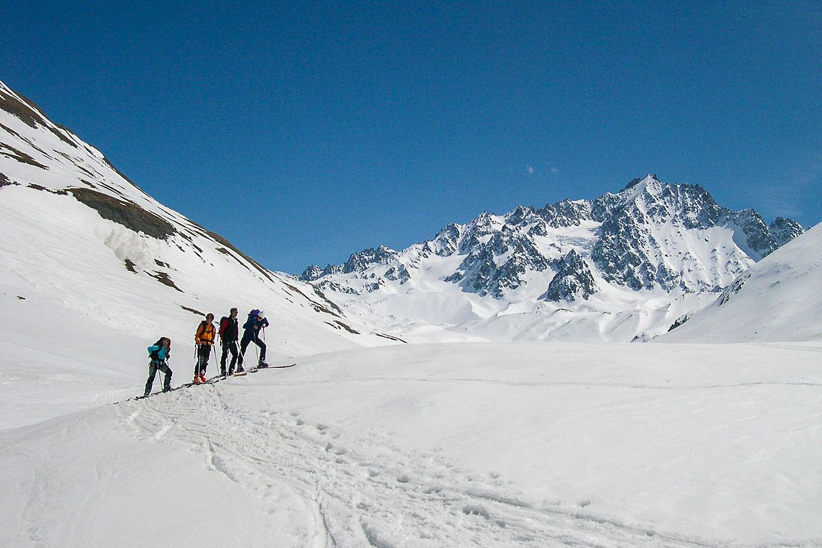 Kurz vor der Refuge de l'Alpe de Villard d'Arene - im Hintergrund der Agneaux 