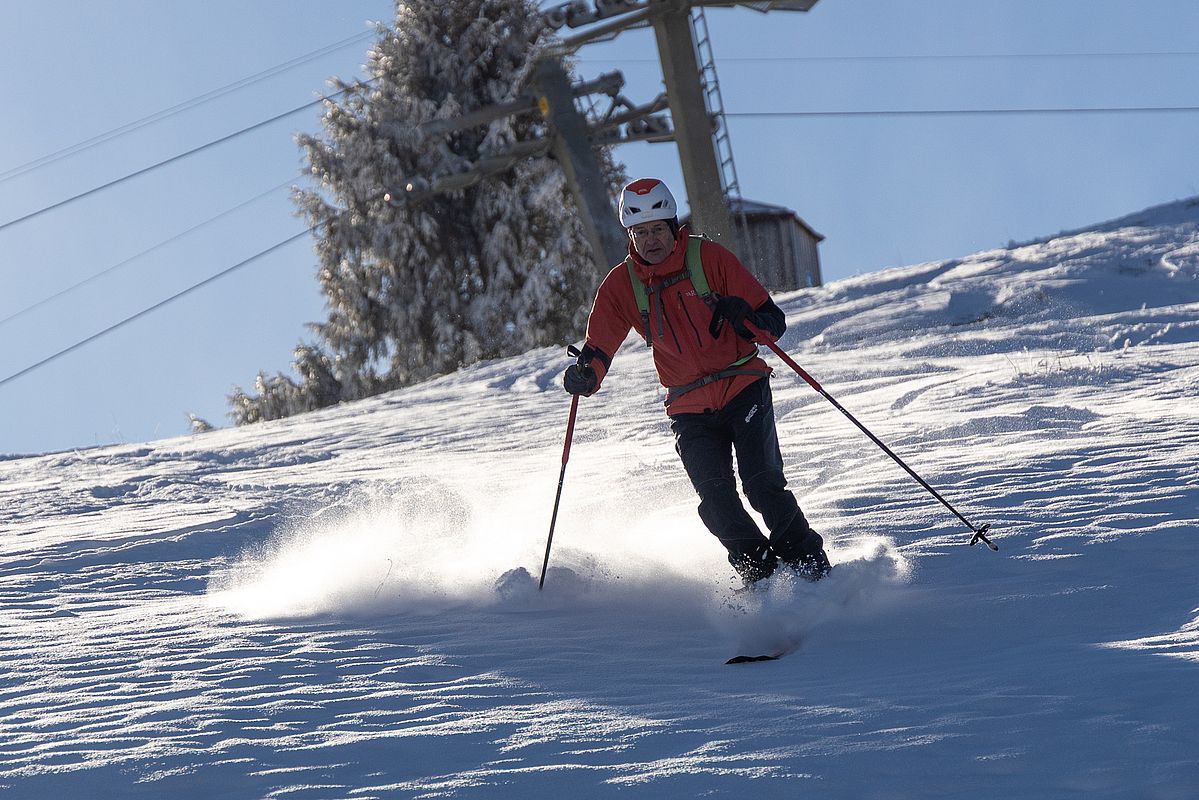 Abfahrt vom Waldkopf zurück zum Parkplatz