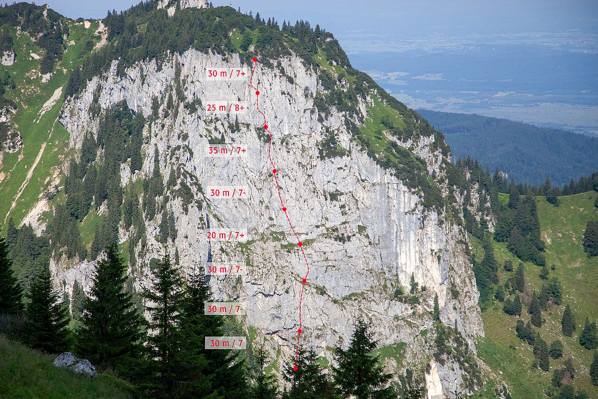 Die Probstenwand mit der Route Brunch