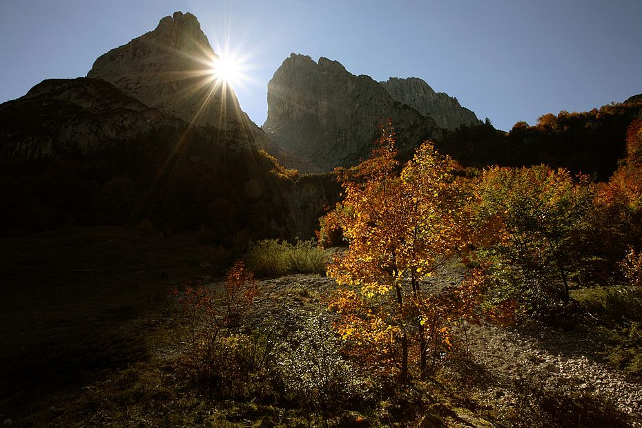 Im Aufstieg von der Griesner Alm wandert man direkt unterhalb der Steinernen Rinne vorbei Im Aufstieg von der Griesner Alm wandert man direkt unterhalb der Steinernen Rinne vorbei