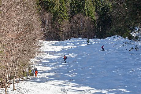 Tourenabfahrt im Lochgraben im Spitzinggebiet Tourenabfahrt im Lochgraben im Spitzinggebiet