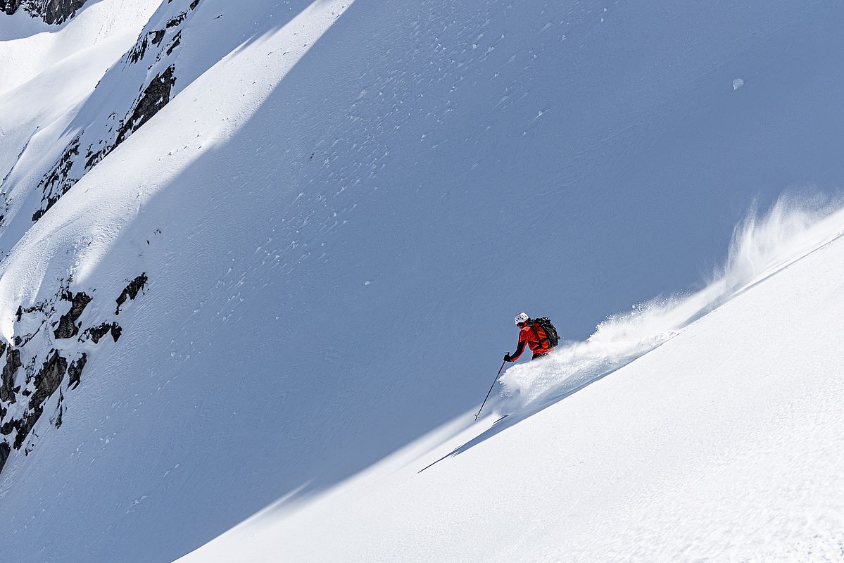 Feinster Pulverschnee im oberen Teil