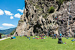 Viele Kletterer an der Engelswand im Ötztal