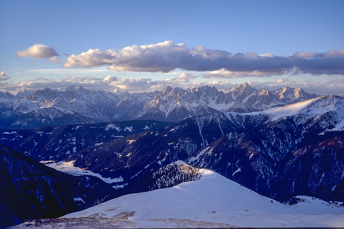 Blick aus den Gsieser Bergen in die Dolomiten