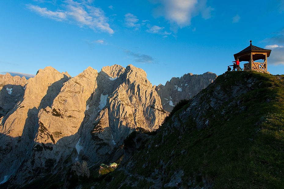 Sonnenuntergang am Stripsenkopf mit blick auf Totenkirchl, Fleischbank und Predigtstuhl Sonnenuntergang am Stripsenkopf mit blick auf Totenkirchl, Fleischbank und Predigtstuhl