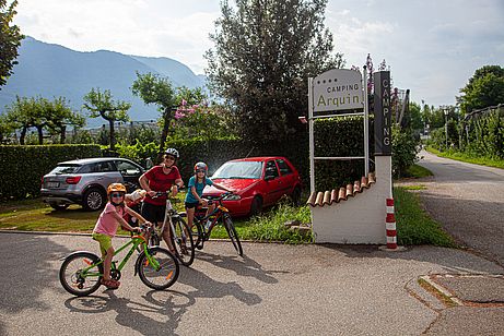 Start am Campingplatz Aquin in Richtung Bozen Start am Campingplatz Aquin in Richtung Bozen