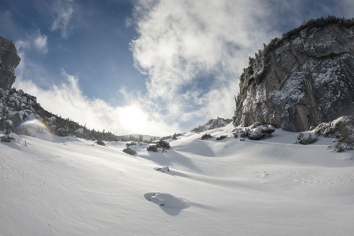 Super Skigelände im Aufstieg zur Auerspitze