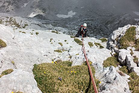 Naturverträgliches Klettern im Nationalpark Berchtesgaden: Teutates am Rotpalfen. Naturverträgliches Klettern im Nationalpark Berchtesgaden: Teutates am Rotpalfen.