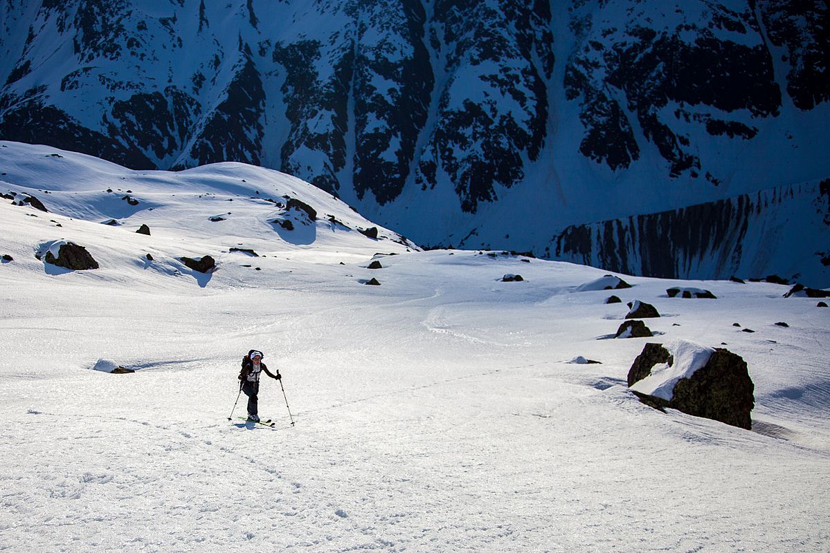 In dem welligen Gelände im Mittelteil des Aufstiegs zur Eiskastenspitze 