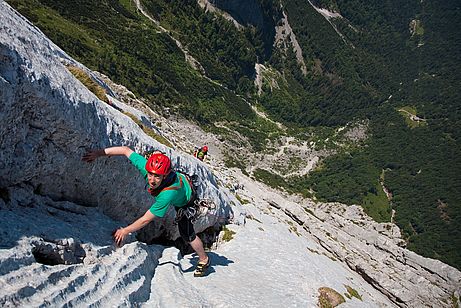 Tausend Meter über Hinterbärenbad in der Plattendirettisima Tausend Meter über Hinterbärenbad in der Plattendirettisima