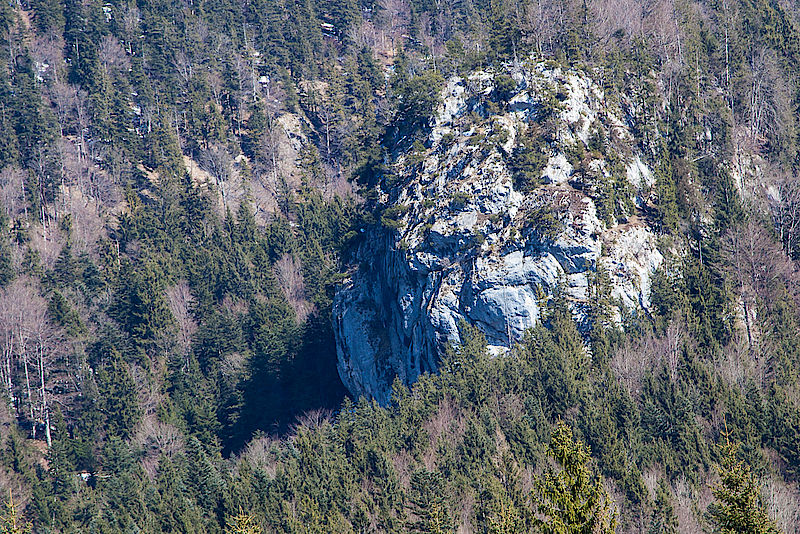 Der Schwarze Felsen vom Zustieg aus gesehen.