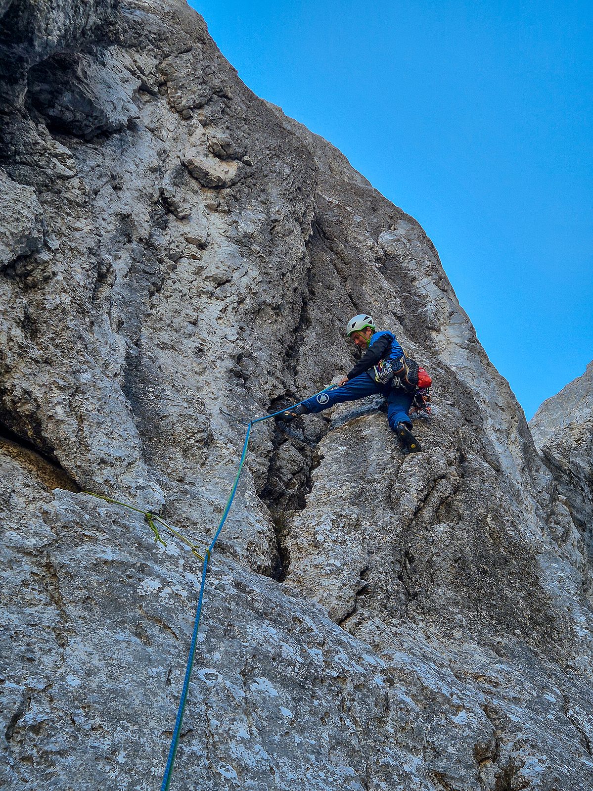 Rauer Fels in der Route Irrlicht an der Fleischbank