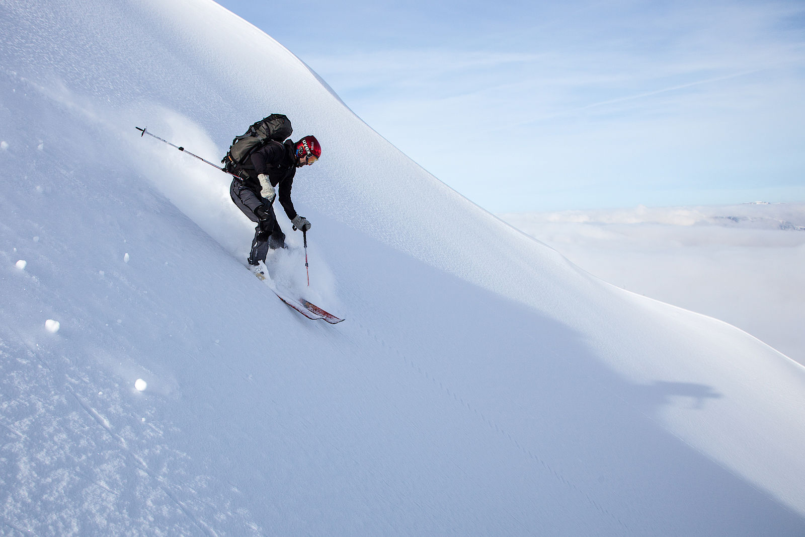 Perfekter Pulver bei der Abfahrt vom Weißkopfkogel nach Fieberbrunn