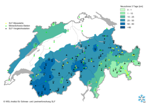 Neuschneehöhe nach SLF