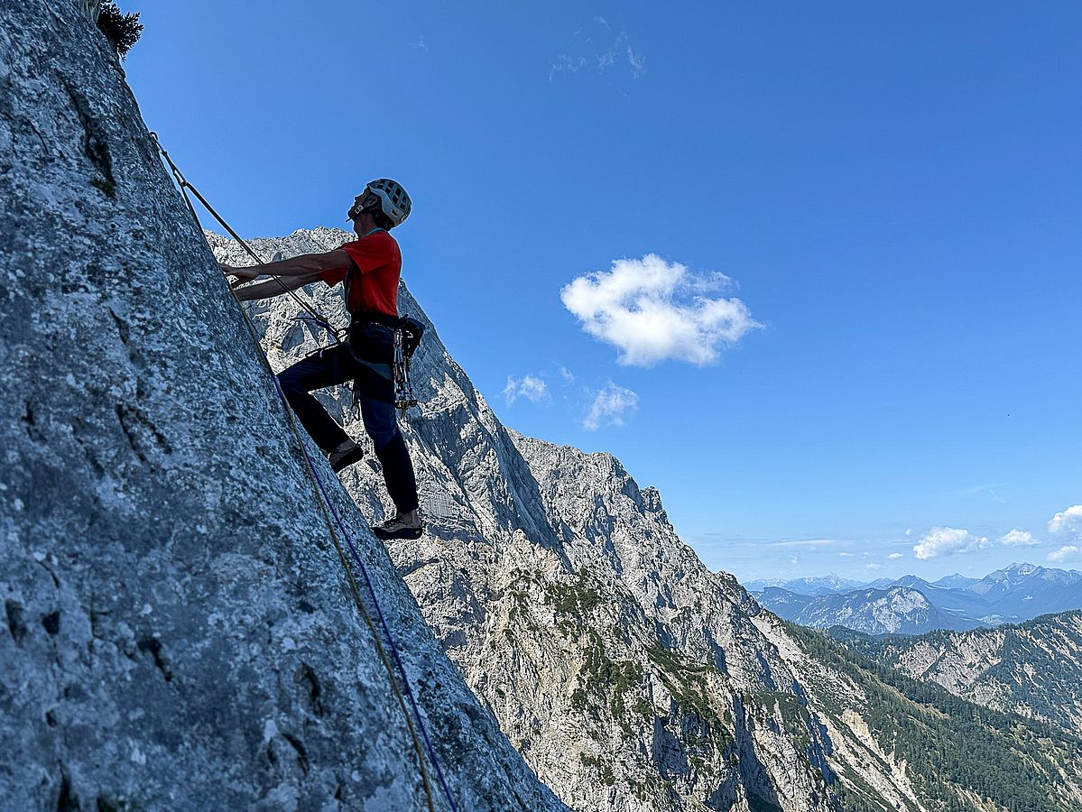 Am Beginn der ersten Seillänge