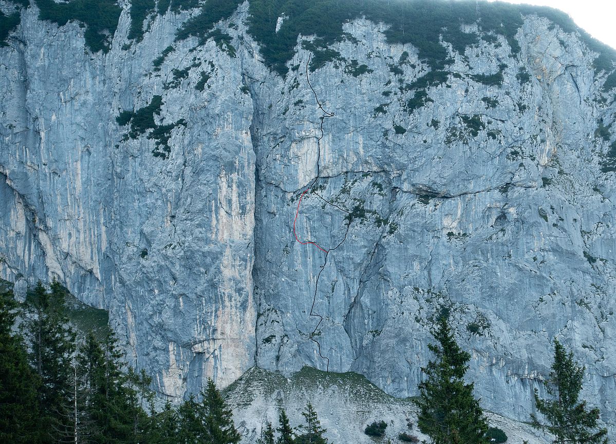 Die Steingrubenwand mit der Route Forgotten Drill