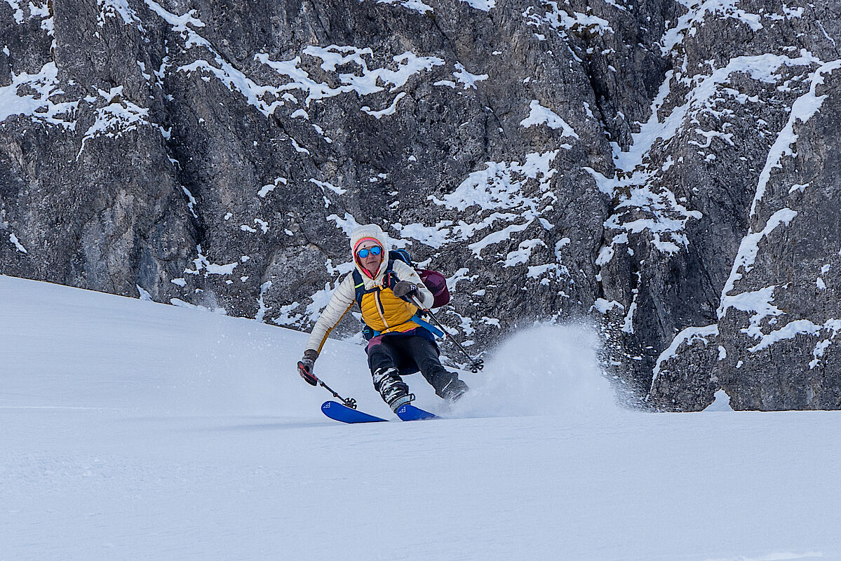 Nordseitig gibt es noch feinen Pulverschnee