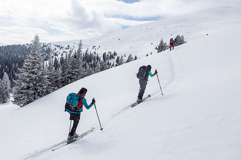 Gemütliches Skigelände auf dem Weg zum Hohen Lorenzen.