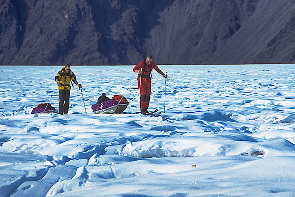 Mühsames Vorwärtskommen auf dem Veteranenbreen