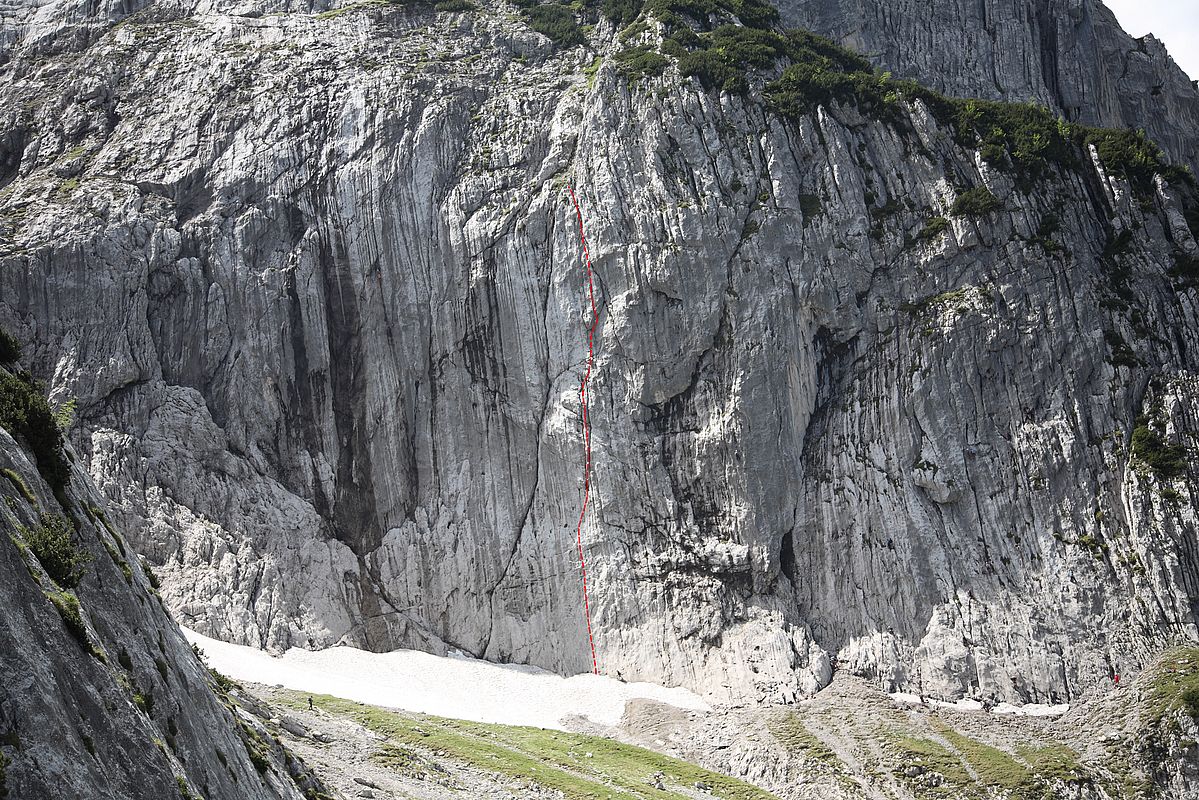 Wildangerwand mit der Kletterroute "Plaisir"