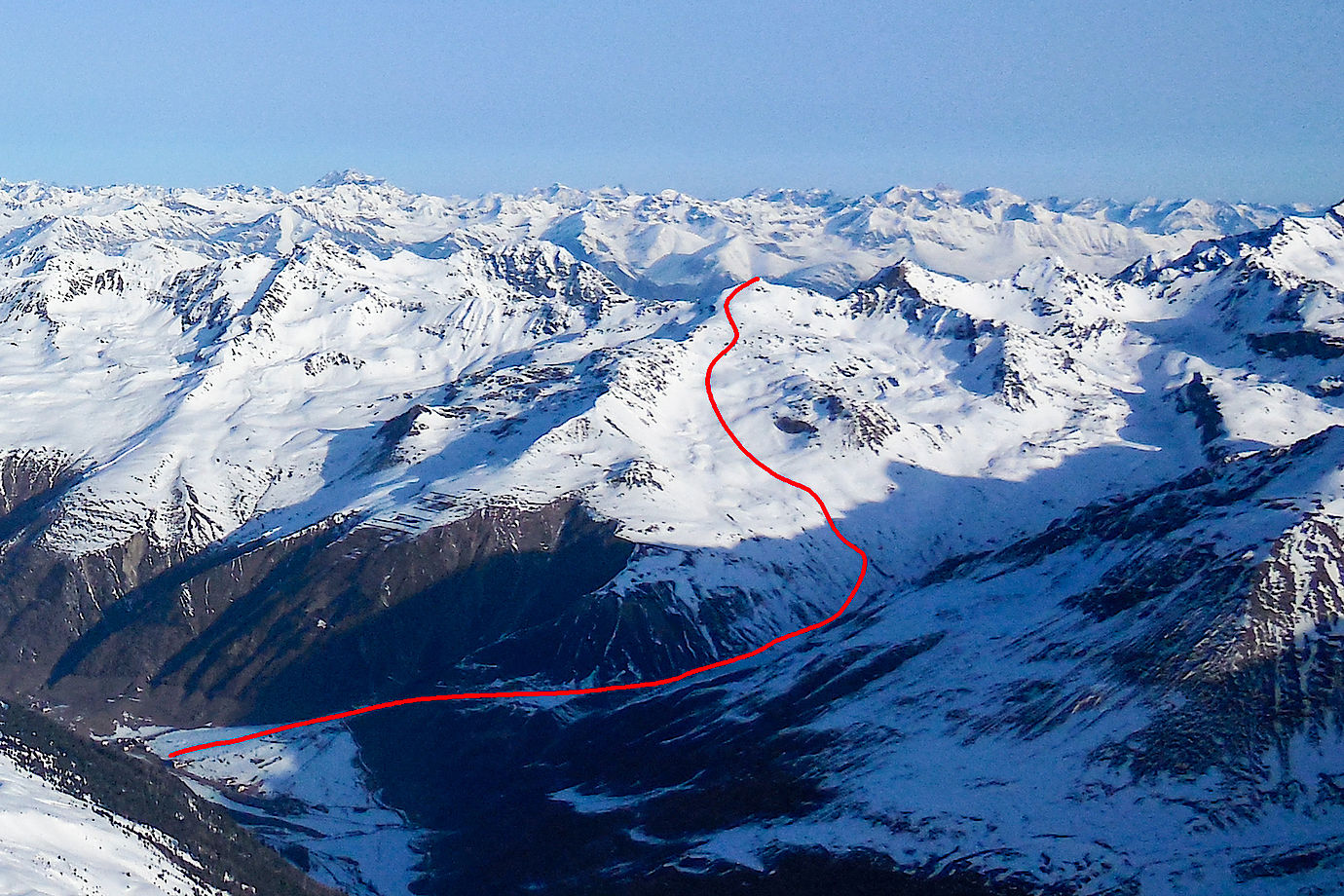 Blick von Süden auf die Route zum Glockhauser