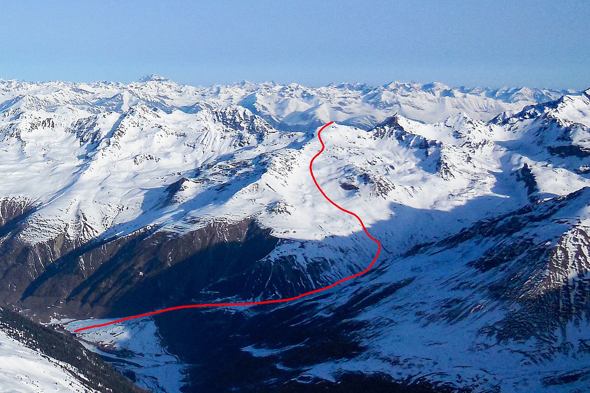 Blick von Süden auf die Route zum Glockhauser