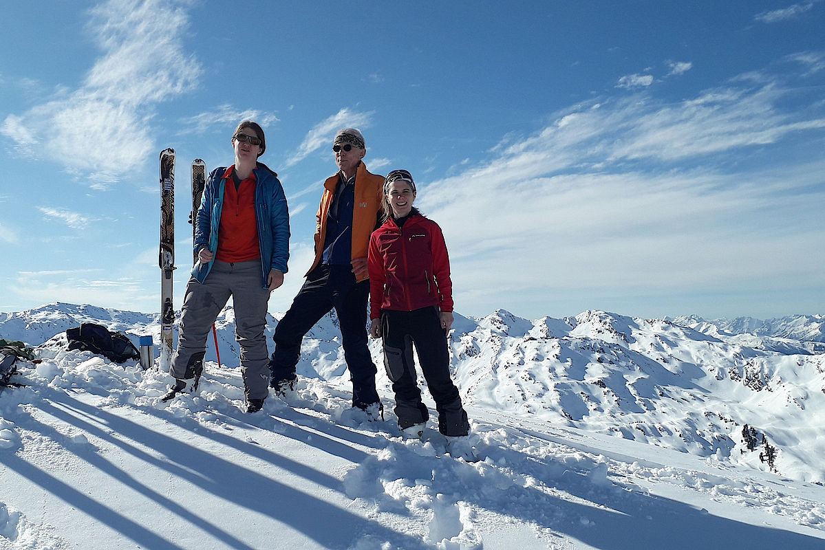 Bestes Winterwetter auf dem Gipfel der Pallspitze