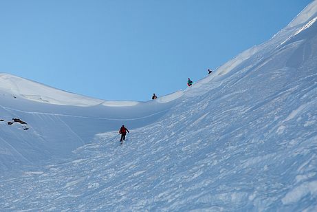 Steile Einfahrt in die Nebelrinne Steile Einfahrt in die Nebelrinne