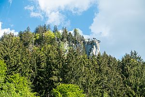 Der obere Teil der Geißstiegwand sieht trocken aus - die untere Hälfte hingegen ist triefnass