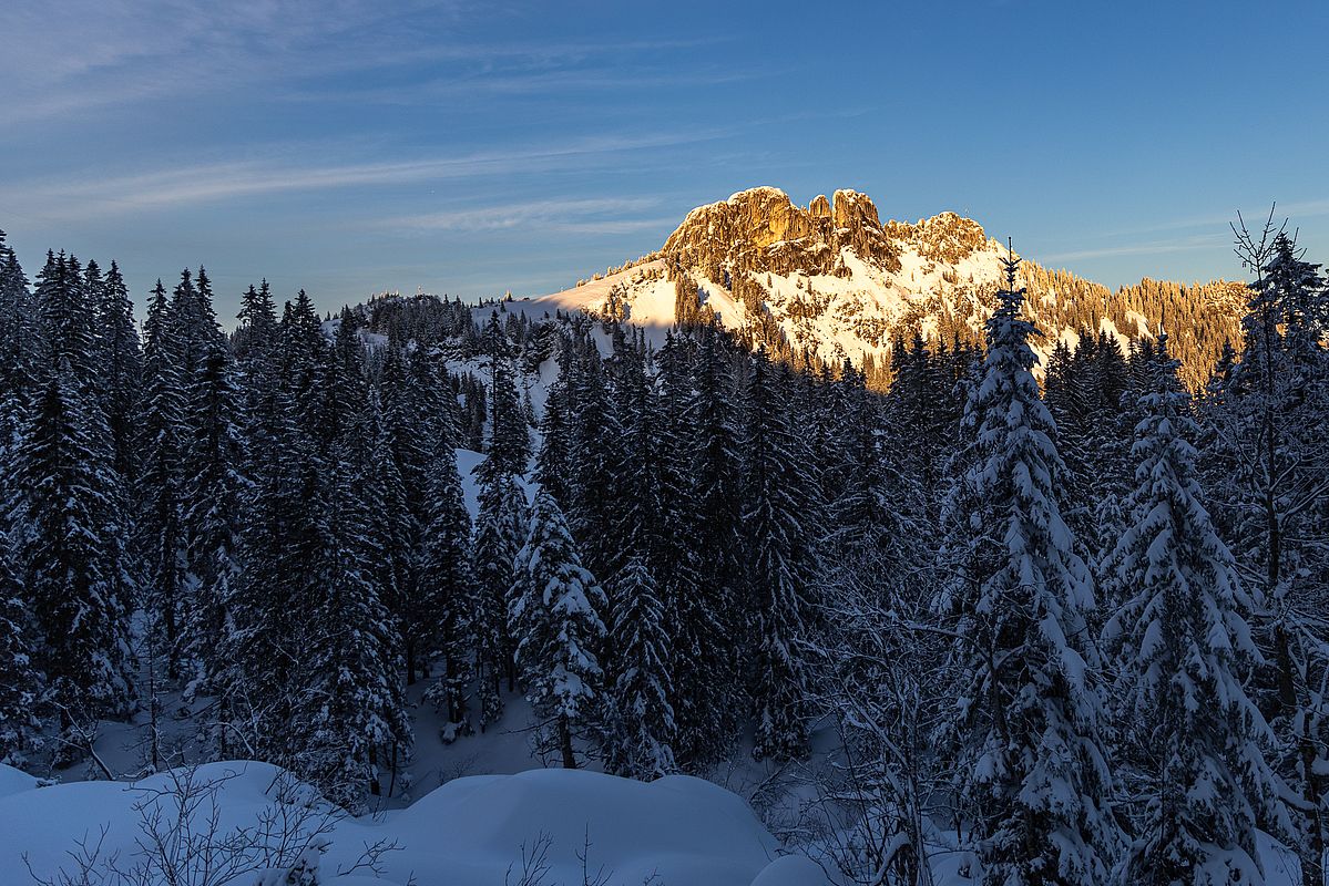 Als wir die Kampenwand erreichen verschwindet auch bald die Sonne