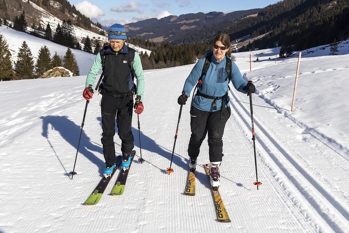 Auf der Langlaufloipe gehts in den Talschluss