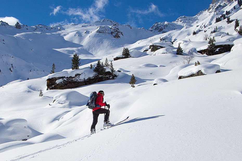 Einsam sind die Touren um die Grafennsalm, wie hier im Aufstieg zum Grafennsjoch.