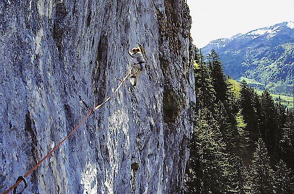 Michi Wolf in der Route Inshallah am Brunnensteinpfeiler